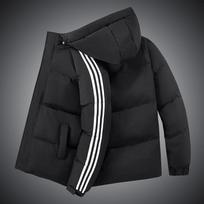 Paauglių striukė Šilta medvilninė striukė vyrams Stora medvilninė striukė vyrams Madingas kasdienis ir universalus aukštos klasės duonos kostiumas 4XL black