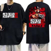 Red Dead Redemption 2 Game Graphic T and kids tshirts Men's Clothing High Quality Summer T-and kids tshirt Retro O-Neck Cotton Men Clothing 150 red