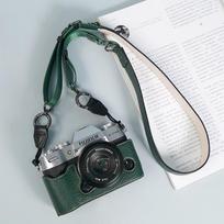 Fuji X-T50 Fotoaparato Dėklas PU Odos Apsauginis Dangtelis Su Pagrindo Stovu Vintažinio Stiliaus Fujifilm DSLR XT50 Woven Green Single Base V303 Strap gray