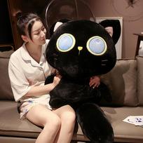 Kawaii Big Size Black Cat Plush Pillow Toys Cartoon Animal Dolls Lovely Kitten Keychain Pendant Toy for Children Kids Birthday 18cm pendant black