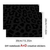 2 Piece Vibrant Leopard Print Laptop Sticker - DIYA + D Textured, Self Adhesive, Removable Laptop Decal for Glass, Plastic black