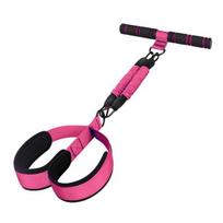 Pedal Resistance Band with Handle Yoga Sit-up Exerciser Pull Rope Men Women Abdomen Waist Arm Leg Core Training Workout Equipment Size#S Dual Layer rožinė