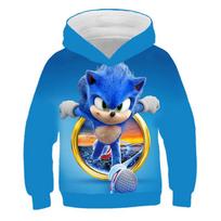 Rudens 3D Sonic the Hedgehog spausdinti gobtuvai Madingi laisvalaikio sportiniai ilgomis rankovėmis vaikiški berniukiški gobtuviniai džemperiai 120 blue