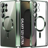 Suitable for Samsung S26Ultra phone case S24Fe transparent magnetic S25Edge electroplated a37 full lens protection a16 Samsung A54-5G žalia