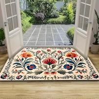 Vibrant Spring Floral Printed Door Mat Soft Perfect for Entrance Living Room Bedroom Bathroom Kitchen and Laundry Home Decor Mat 30x50cm black