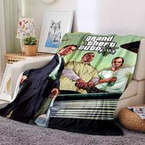 1 vnt. Grand Theft Auto minkštas flanelinis pledas su dizainerio spauda. Jaukus pledas visais metų laikais, puikiai tinkantis ant sofos, lovos, biure 150x200cm