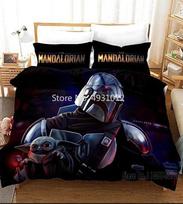 Anime 3D Printed Warrior Mandalorian Child Bedding Set Baby Duvet Cover Sets Bedclothes Twin Single King Kids Adult Gift AU Single 140x210cm