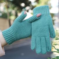 Moteriškos pirštinės megztos šiltos su jutikliniu ekranu dviračių nuo šalčio pirštinės One size žalia