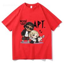 ROSE Bruno Mars APT T Shirt Fashion Women Harajuku Graphic TShirt Unisex High Quality Aesthetic Vintage Tees Shirts 2XL red