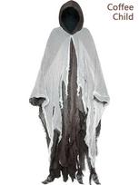 Su gobtuvu Kaukolės kostiumo kaukė Pilkas suplyšęs apsiaustas Baisus siaubo chalatas Suaugusiųjų Helovino Cosplay Vaiduokliškos vakarėlio scenos šou mugės renginio apranga gray