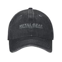 Vintage Metallic MGS Logo Metal Gear Solid Baseball Caps Unisex Distressed Denim Snapback Hat  Outdoor Running Golf Hats Cap One Size gray