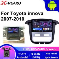 Screen CarPlay Radio For Toyota Innova 2007 - 2010 Android 12 Auto Car Multimedia GPS Player Autoradio Stereo Navigation 4 core 1GB+32GB carplay black
