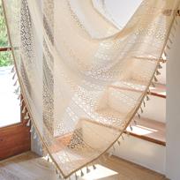 Boho Nertas Užuolaida, Perregimos Nertos Nertos Rankų Darbo Kutai Langų Apdaila Vintažinė Kaimiška Bohemiška Sodybos Užuolaida Miegamajam W150xH160cm&Rod Pocket&1 panel