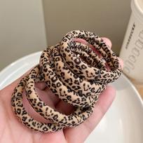 Leopard Print Hair Ties 5 or 10 Pack Elastic Rubber Ponytail Holders for Women Girls, Fashion Animal Pattern Hair Accessories for Daily/Sports/Party 5pcs Black Leopard Print black