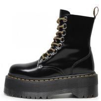 Lokomotyvo batai su storu dugnu, šoniniu užtrauktuku Britiški moteriški trumpi batai Universalus kekso dugnas 39 black