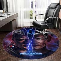Wrestlemania, John Cena Kėdės kilimėlis Apvalus kilimas Biuro kilimas, Skalbiamas mašinoje, Neslystantis, Tinka svetainėms, Miegamiesiems 120cm gray
