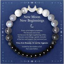 Natural Crystal Moon Phase Bracelet With Moonstone Labradorite Obsidian Women Healing Jewelry XXXL