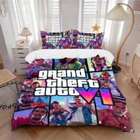 1Pc Grand Theft Auto Vi Teaser Bedding Set Quilt Cover Pillowcase Home Christmas Xmas Halloween Gift 1 Duvet Cover 2 Pillowcase M924145 135cmx200cm black