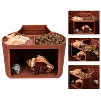 Hermit Crab Shelter with Food Bowls, 2-in-1 Hideout and Feeder for Terrarium One Size brown