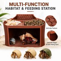 Hermit Crab Shelter with Food Bowls, 2-in-1 Hideout and Feeder for Terrarium One Size