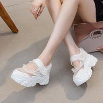 Mesh thick-soled women's breathable Velcro sandals 2025 summer new Mary Jane shoes lace edge niche design sense 36 balta