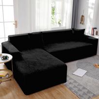 Neperšlampami žakardo sofos užvalkalai Stori elastingi kampiniai tvirti sofos užvalkalai L formos sofos užvalkalo apsauga 1/2/3/4 vietų 4 Seater 230-300cm juoda