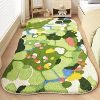 Dopamine Style Rugs for Bedroom Irregular Shape Living Room Decoration Moss Carpet Girl Casual Cute Rug Home Washable Thick Mat 80x120cm beige