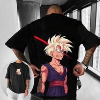 Dragon Ball Vasariniai vyriški marškinėliai Japonų anime Son Gohan Rudeninis vidinis Berniukas Vaikai Tėvų ir vaikų Pagrindinis Trend trumpomis rankovėmis 2XL black