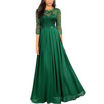 Chiffon Dress Chiffon Stitching Lace Dress Bridesmaids Evening Gowns Women L