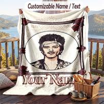 Personalized Flannel Throw Blanket,Bruno Mars Custom Printed Name, Cozy Plush Blanket For Home Use 130cmx150cm black
