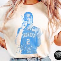 Shai Gilgeous-Alexander SGA Cigar Vintage Graphic Tee, OKC Thunder Basketball Shirt, Retro Shai Gift, Comfort Colors® T-Shirt, Y2K Apparel XL white