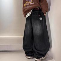 Boys Fleece Lined Denim Jeans Winter Thick Pants 180cm juoda