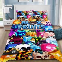 B-Blox F-Fruits Game Bedding Set 3D Cartoon Duvet Cover Set Soft Skin-Friendly Single Double King Size For Kids Birthday Gift EU Single 135*200cm/53x79in 3pcs blue