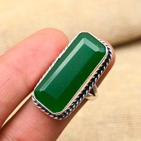 Green Onyx Gemstone 925 Sterling Silver Jewelry Handmade Ring  For Thanksgiving 9 blue