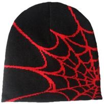 megzta kepurė Beanie Y2K Beanie voratinklio kepurė Y2k kaukolės kepuraitė laisva Beanie kepurė kaukolės kepuraitė voratinklio kepurė Beanie raudona
