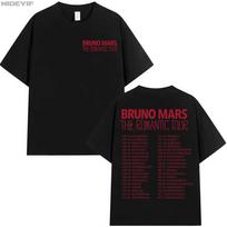 Bruno Mars The Romantic Tour T shirt for Men Women Hiphop Streetwear Oversized Tops 100 Cotton TShirt BM4 4XL black