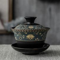 Jingdezhen porcelianinis Kung Fu Gaiwan Creative Office arbatinukas Keraminis arbatos dubuo su dangteliu Kelionės Gražūs lengvi virdulio gėrimai black