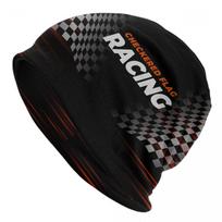 Custom Racing Speed Rally Race Checkered Motor Bonnet Hats Knitted Hat For Women Men Warm Winter Skullies Beanies Caps One Size black