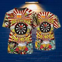 Beer And Darts 3D Print Men T-shirt Summer Cool Streetwear O-Neck Short Sleeve T Shirts Oversized Harajuku Boys Kids Tees Tops XL brown