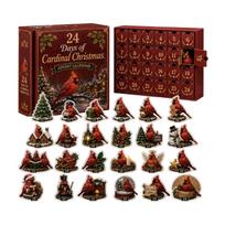 Red Christmas Advent Calendar, Day Surprise Countdown Box for Holiday Gifting One Size black