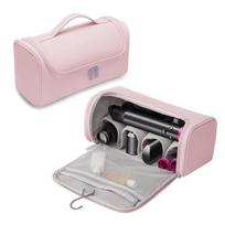 Woman's Hair Dryer Carrying Case PU Leather Storage Protection Pouch Waterproof Dustproof Portable Travel One Size rožinė