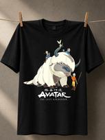 Avatar The Last Airbender Flying Bison And Young Heroes Illustration With Fantasy Logo Text Unisex Unisex All TShirt M gray
