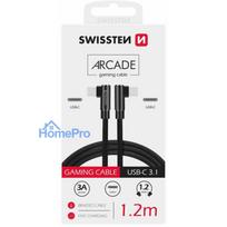 Swissten Arcade Gaming Quick Charge 3.1 USB-C to USB-C 1.2m Black