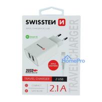Swissten Smart IC Travel Charger 2 x USB 2.1А + Lightning Cable White