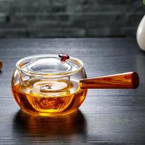 Side Handle Teapot Glass Tea Maker Electric Ceramic Stove High Temperature Resistant Teapot Wooden Handle Single Pot Filter Kung Fu Tea Set gray