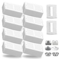 8 Pack Ceramic Pet Fountain Filters, Activated Carbon & Foam Replacement for Cat Dog Water Dispenser white