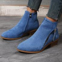 Žieminiai moteriški batai Moterims Batai Laikyti šiltai Ankle Boots Žemi kulniukai Moteriški žiemos batai Batai 37 mėlyna