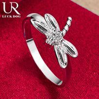 925 Sterling Silver AAA Zircon Dragonfly Ring Fashion Wedding Jewelry 8#