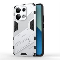 Dėl Xiaomi Redmi Note 13 4G dėklo Šarvuotas PC stovas Laikiklis Atsparus smūgiams TPU Apsauginis telefono dėklas Xiaomi Redmi Note 13 Pro Plus 5G Redmi Note13 ProPlus balta