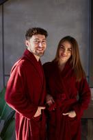Unisex Terry Bathrobe With Pockets, 100% Cotton, Xl raudona